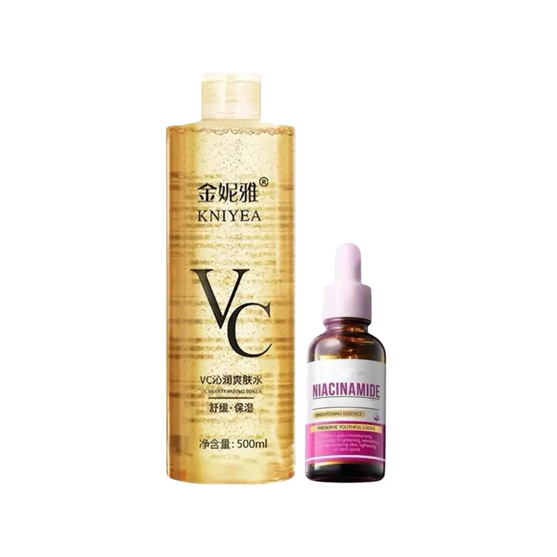 KNIYEA VC Soothing Toner & Sa-dor  Niacinamide Serum Bundle - Nourishing Skincare Duo for All Skin Types - 500ml Toner & 30ml Serum with Vitamin C & Niacinamide for Healthy, Hydrated Skin