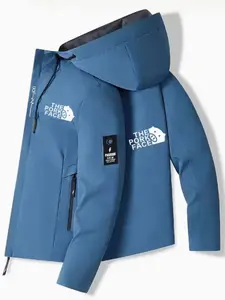 Men's Fashion the Pork Face Print Hooded Jacket, Lightweight Windproof Coat, Fitted Long Sleeve, Casual Zipper Outerwear