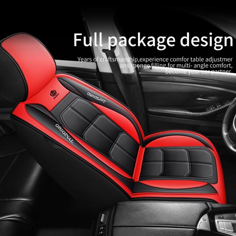 Airbag Compatible Waterproof Car Seat Covers Universal Fit for Most Vehicles PU Leather Black & Gray Design 2PCS