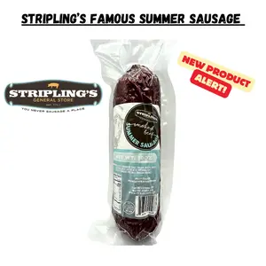 Stripling's Famous Hickory Smoked Summer Sausage - Hickory Smoked Beef Summer Sausage - Family Owned Premium Beef Jerky Snack Packs - Made in the USA