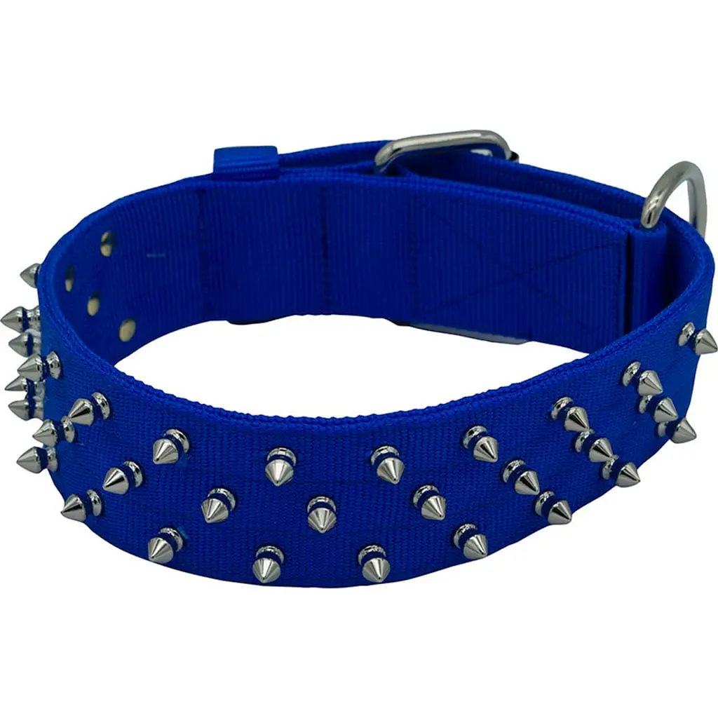 Omni Pet 205NFK-BL29 29 in. Bravo Nylon Spiked Dog Collar - Blue - Case of 24
