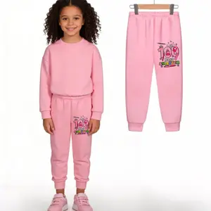 Pink Kids Sweatpants With 109 Design Soft Comfortable Fleece Joggers For Girls Casual Wear At Home Or Playtime