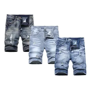 JUNBAOSS Men's Multi Slim Fit Stretch Denim Shorts Ripped Skinny Jean Shorts for Men, Distressed Fashion Straight Comfort Flex Waist Short Denim Jean, Menswear Classic Street Style Cotton Fabric Jean Natural Hipster Personalized Stylish Jeans with Pockets