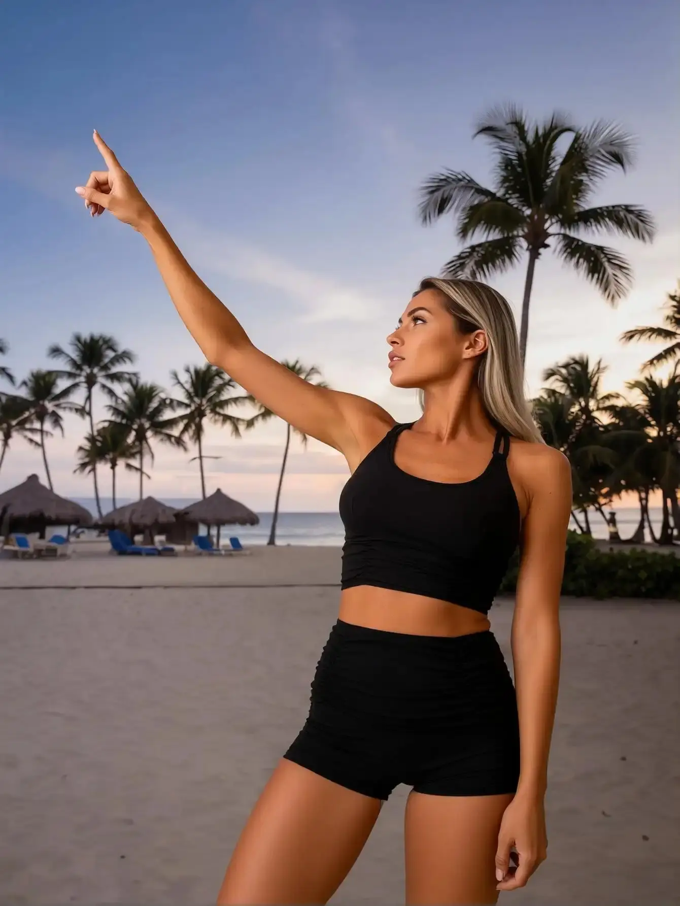 Women's Sporty Chic 2026 New High-Waisted 2-Piece Tankini Set: Black Ruched Crop Top, Racerback Strap, High-Waist Shorts, Beach Swimwear, High-Waisted Two-Piece Women's Tankinis Set