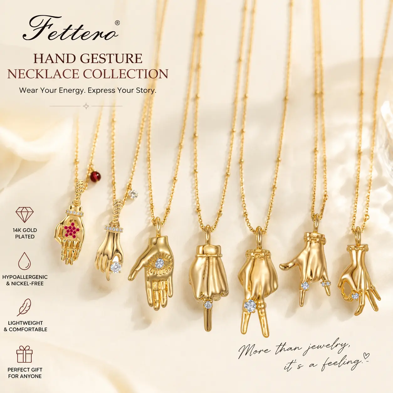 Fettero Accessory for Women, Dainty Minimalist Hand Gesture with OK and Hope Symbols, Tarnish-Resistant for Casual Wear, Meaningful Birthday Gift, Female, Anniversary, Valentine’s Day, Protection, Daily