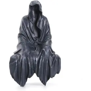 Tabletop Gothic Figurine Grim Reaper Statue - Gothic Spooky Sculpture for Garden or Bookshelf - 5.9 inch Mysterious  Dedor - Bookshelf Decor Fantasy.