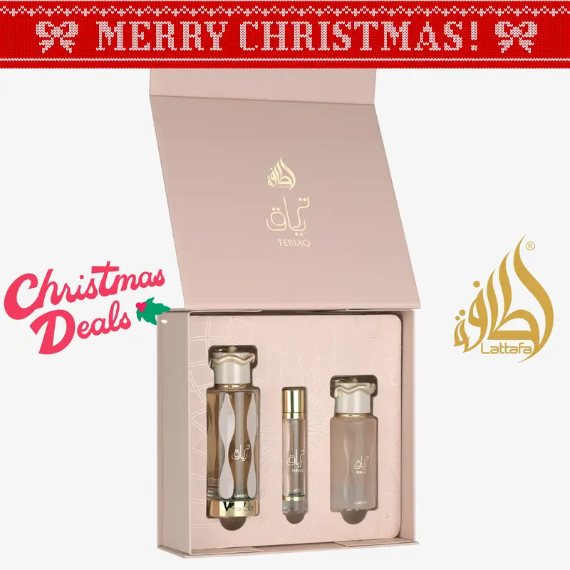 Lattafa Teriaq Fragrance Gift Set - EDP 100ml + Travel Spray 12ml + Hair Mist 50ml