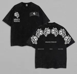 Darc Sport Wolves Forever Graphic T-Shirt, Vintage Washed Oversized Tee with Bold Wolf Print, Trendy Grunge Streetwear for Men & Women, Edgy Hip Hop Outfit, Urban Punk-Inspired Casual Fashion, Graphic Tee
