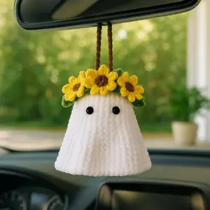 Crochet Ghost Halloween Plant Hanging, Handmade Crochet Halloween Car Mirror Hanging, Cute Car Accessories Decor, Halloween Gift Idea
