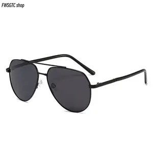 Unisex Polarized Full-Rim Aviator Sunglasses, Premium Metal Double-Bridge Trendy Shades, High-end Black Fashion Eyewear, Classic Summer Stylish Accessory for Daily Casual Wear, Travel and All Outdoor Activities