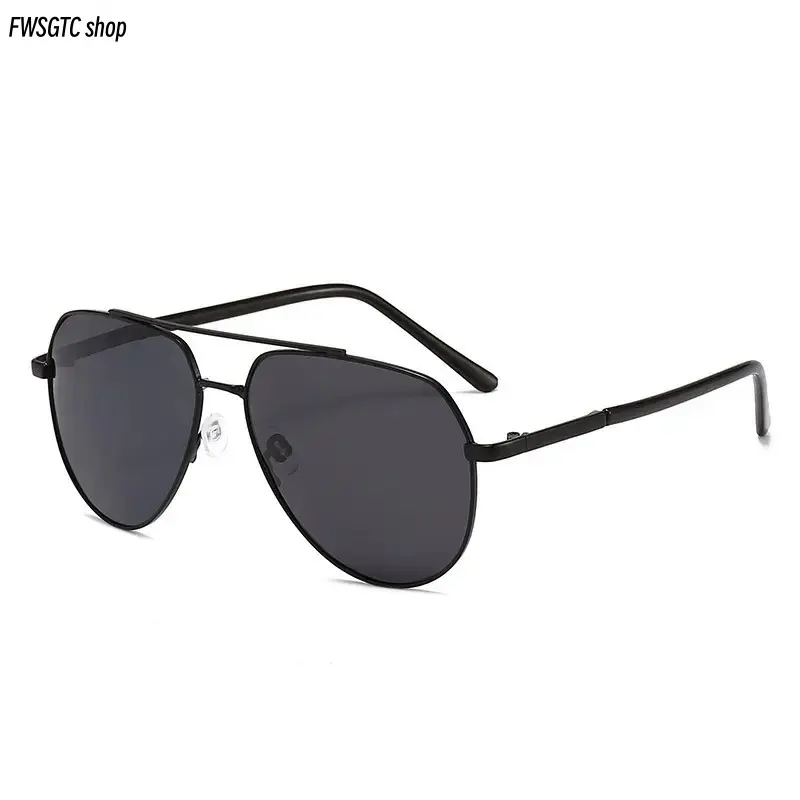 Unisex Polarized Full-Rim Aviator Sunglasses, Premium Metal Double-Bridge Trendy Shades, High-end Black Fashion Eyewear, Classic Summer Stylish Accessory for Daily Casual Wear, Travel and All Outdoor Activities