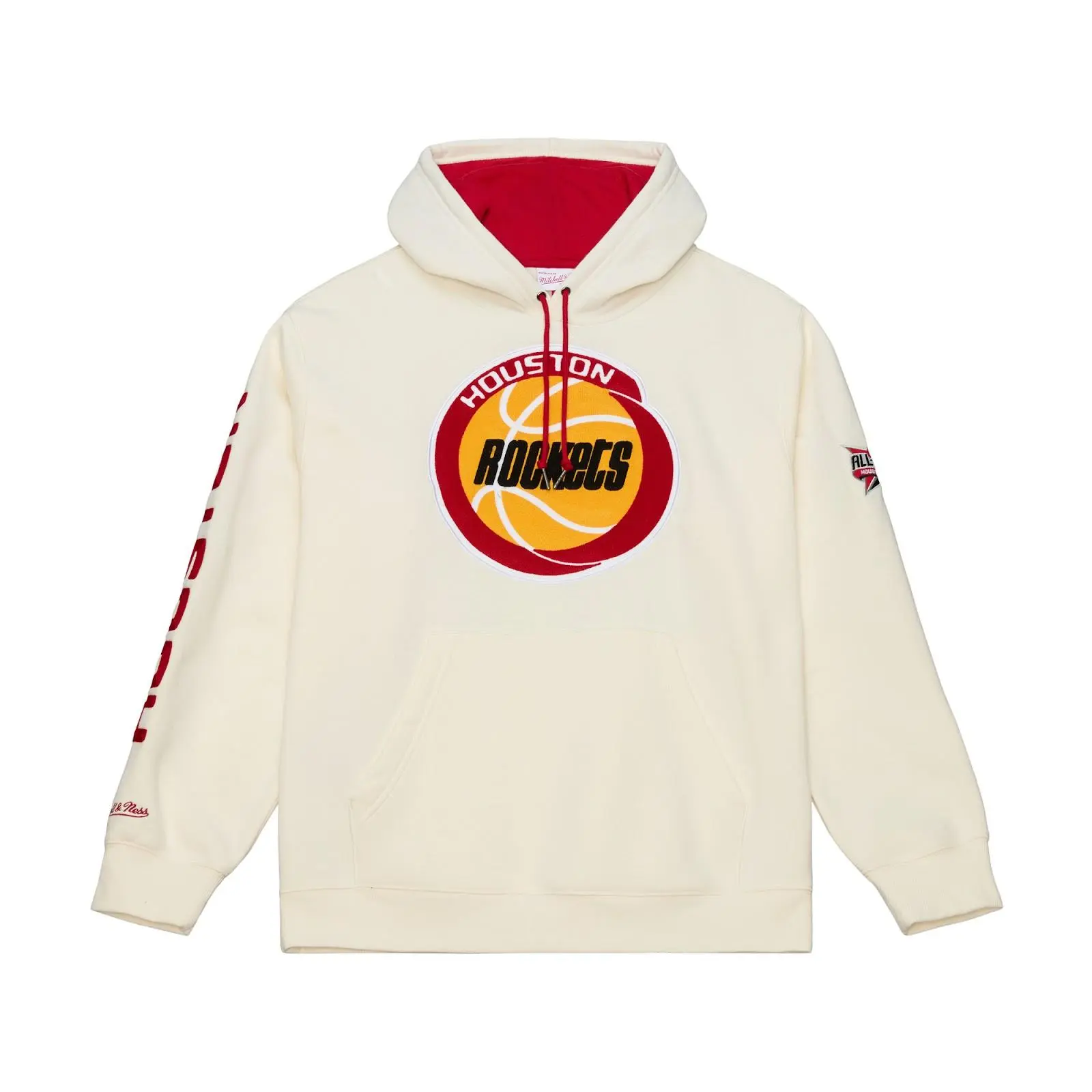 Houston Rockets Cream Classic Fleece Hoodie NBA Throwback Sweatshirt Vintage Fan Gear Mitchell & Ness