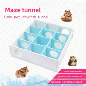 Small Pet Hamster Maze Toy 3 in 1 Climbing Tunnel House Hideout Playground for Hamster Gerbil Guinea Pig Small Animals Exercise Chew Toy with Maze Pipe Adventure Fun Top Acrylic High Transparency Lid Exercise Wheel Super-Silent