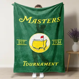 M Golf Tournament Blanket Classic Green Design Golf Course Logo & Golfer Silhouette Soft Cozy Flannel Throw Blanket for Couch Bed Office Travel Camping Sports Lover Gift for Men Women Birthday Christmas Father’s Day Trending Viral Golf Home Decor Blanket