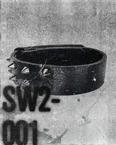 SW2-001 / Black Leather 2-Ringed Spiked Bracelet