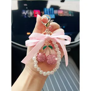 Cute Cherry Design Bag Charm, Fashionable Women's Purse Decoration, Stylish Keychain for Bags Gift Option, All Seasons Accessory