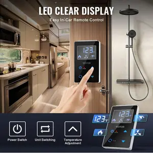 VEVOR RV Tankless Water Heater, Instant Shower with 15x 15 inches Black Door and Remote Controller, 42000BTU Optimized Comfort Performance Hot Water, Ideal for RVers' Family Everyday Use, Black