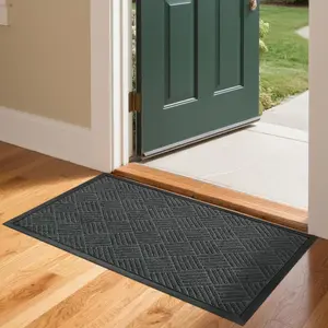 ROVSUN Front Door Mat, Non-Slip Backing Entry Mat Low Profile Doormat, Stain and Fade Resistant, Absorbent Muddy Dirt Resist Welcome Floor Mats for Indoor Outdoor Entrance Porch