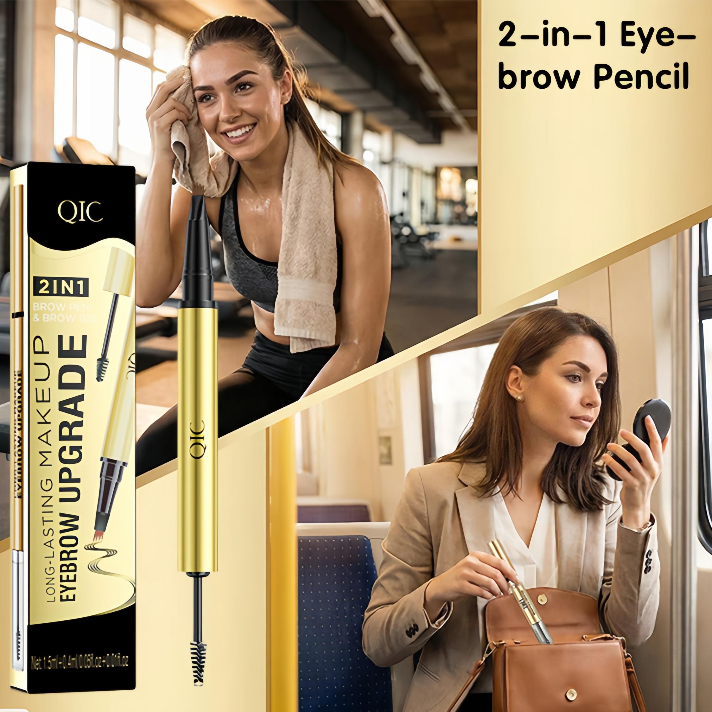 2-in-1 Waterproof Eyebrow Pen & Gel, Microblade Brow Pencil for Natural Hair-Like Strokes, Long-Lasting Sweat-Proof Brow Tint, Smudge-Proof Formula for Fuller and More Defined Brows All Day