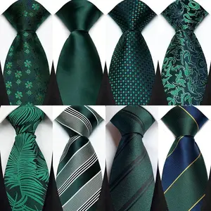 New Design Wedding Men Tie 8CM Dark Green Color Plaid Striped Paisley Neckties Men Business Groom Collar Accessories Gift