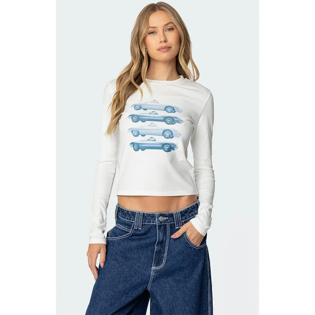 Edikted Women's Car Club Long Sleeve T-Shirt
