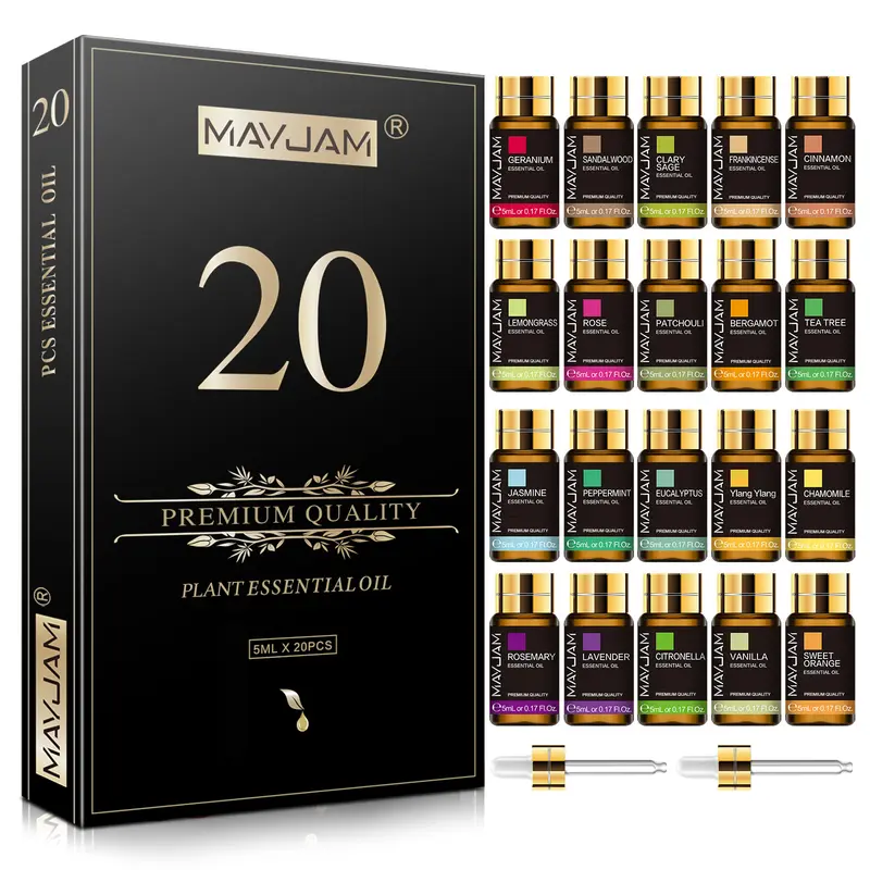 MAY JAM 20pcs Aromatherapy Essential Oil Set for Home Fragrance, Air Freshener, Aroma Diffuser, Perfume, Candle, Soap, Scent Gifts, Aromatic Sage,valentine gifts
