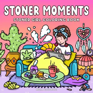 Stoner Moments: Stoner Girl Coloring Book Featuring Cute and Cozy Daily Activities, Whimsical Drawings for Relaxation and Stress Relief