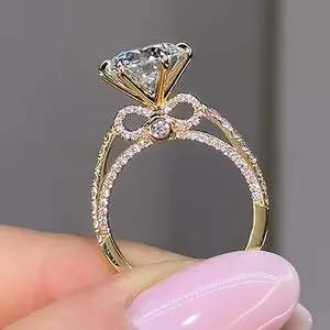 Maxine Synthetic Moissanite 2.0ct Round Cut Engagement Ring,Women's Ring Jewelry,Promise Ring for Daily,Travel,Proposal,Wedding,Birthday,Anniversary