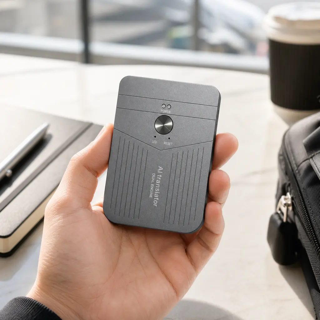 A18 Portable Rechargeable AI Translator Device, App-Based Voice & Photo Translation, Bluetooth 5.4 Pocket Translator with Downloadable Language Packs for Travel, Business Use