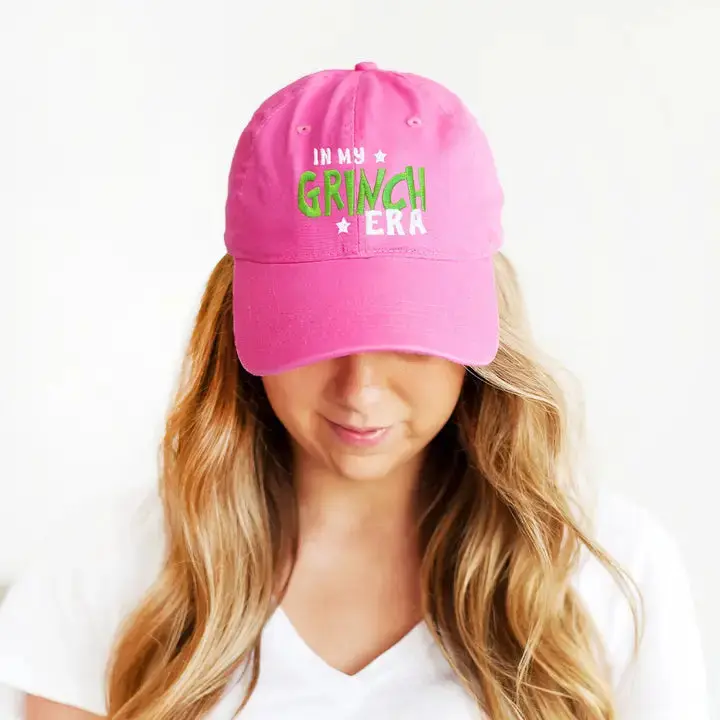Grinch Era Embroidered Hot Pink Hat Funny Holiday Cap for Women #M190VL-HTPK-GERA