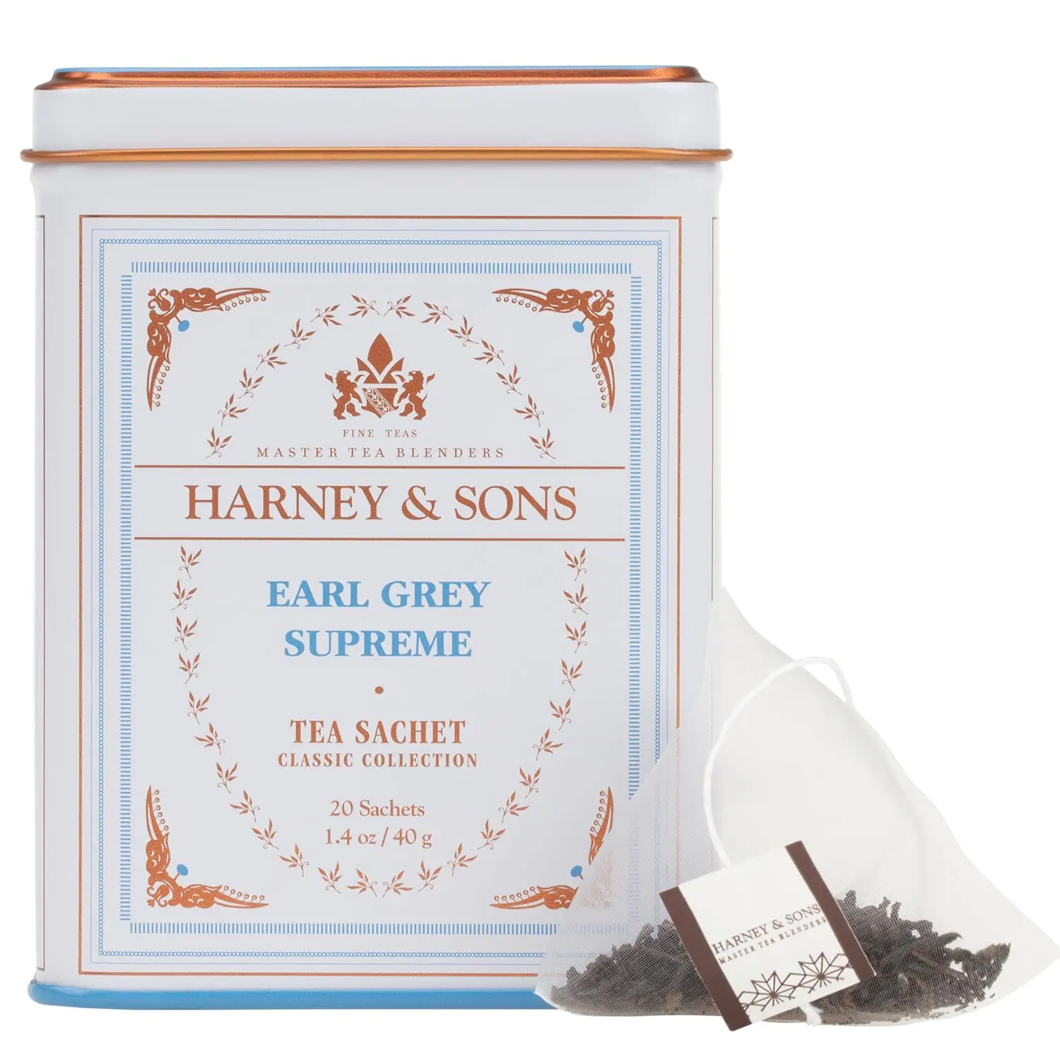 Harney & Sons Earl Grey Supreme, Black Tea, 20 Sachets | Black tea with bergamot oil and silver tips. Contains caffeine.