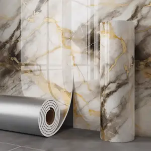 Marble Decorative Film Panel, Self-Adhesive Marble Backsplash Wallpaper, Fireproof and Waterproof Wall Covering Material, 40cm x 3m, Home Decoration