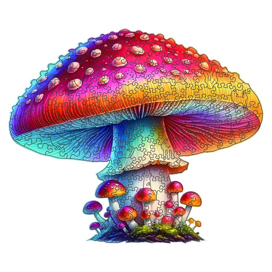 Unique Shaped Piece Mushroom Wooden Puzzle for Adults, Christmas Gift, Family Game, Home Decor Item, Adult