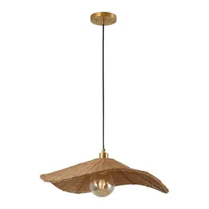 Miko 24.5" Modern Coastal Organic Curve Rattan LED Pendant