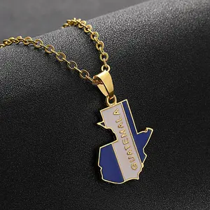 Fashion Guatemala map pendant necklace stainless steel unisex ethnic style accessories