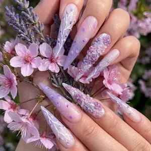 Enchanted Lavender Garden | 3D Sculpted Floral Press On Nails