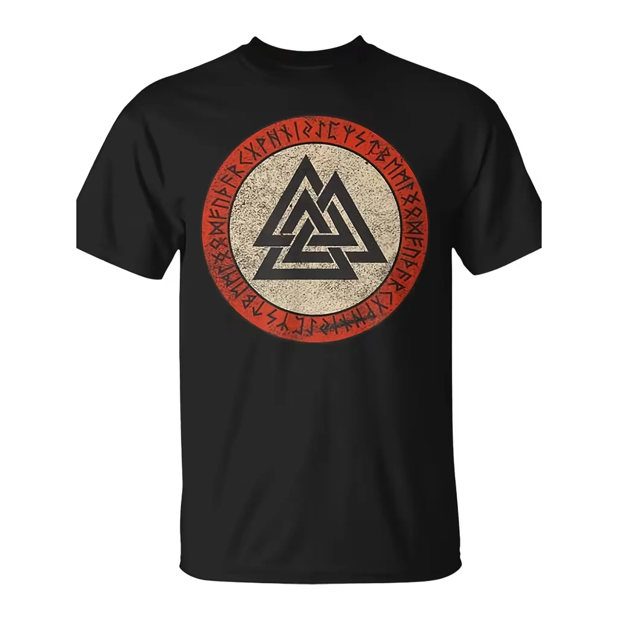 Men's Viking Valknut Rune T-Shirt - Norse Odin Design with Valkenbat Suitable for -year Wear, Lightweight Casual Round Neck Tee, Machine Washable Viking Gift for Men, Regular Fit for Festive Occasions & Everyday Use