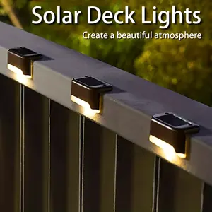 4pcs Solar Deck Lights, LED Decorative Lights, Walk Lights, Fence Lights, Solar Step Lights, Stairs, Steps,,, Balconies, Yards, And Path