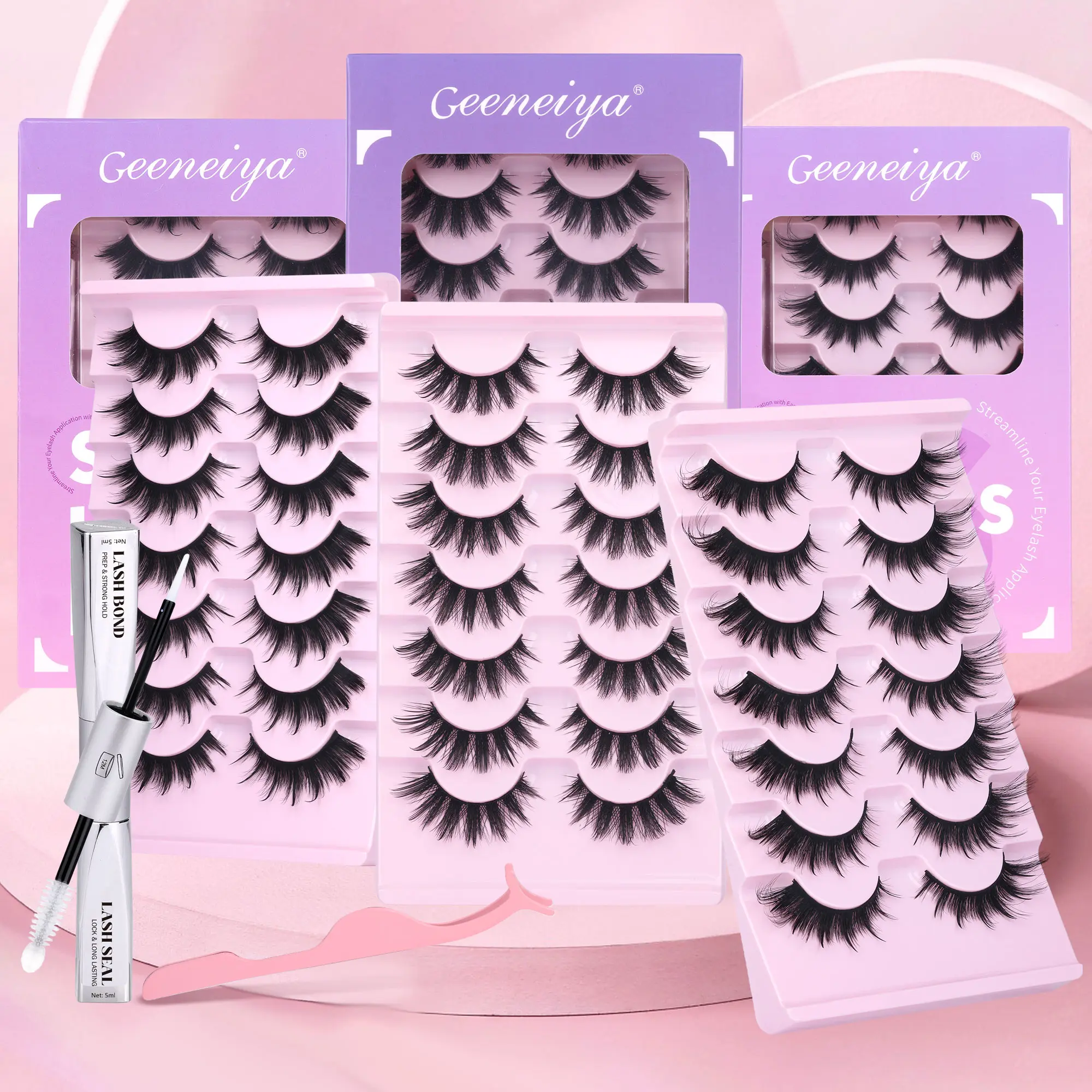 Geeneiya Manga Fairy Strip Lashes Kit with Lash Bond and Seal for False Lashes Falsies Eyelashes Makeup Cosmetic Eyelashes Look Like Extensions DealsForYouDays