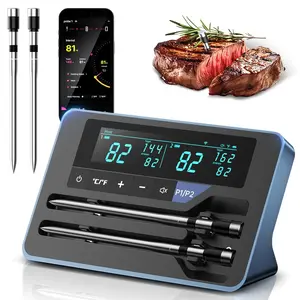 2025 AI Wireless Meat Thermometer Smart Bluetooth Digital ±0.5°F High Accuracy Grill Temperature Probe for BBQ Grilling Smoker Oven Cooking Air Fryer 2 Probes