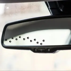 2-piece car rearview mirror stickers - cute black paw prints, easy to apply and removable decorations, exclusive for pet owners - funny car stickers, durable vinyl material, fun design, high-quality animal theme, add to the fun of driving
