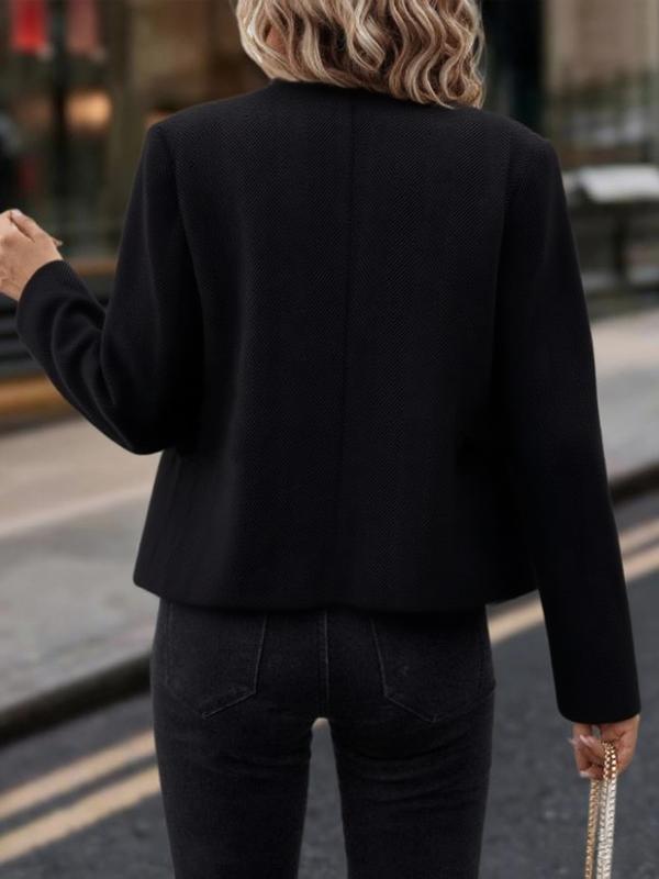 Women's Fashion Button Decorated Slim Fit Jacket Coat, Autumn Winter Casual Long Sleeve Outerwear, Stylish Ladies Clothing, Everyday Womenswear