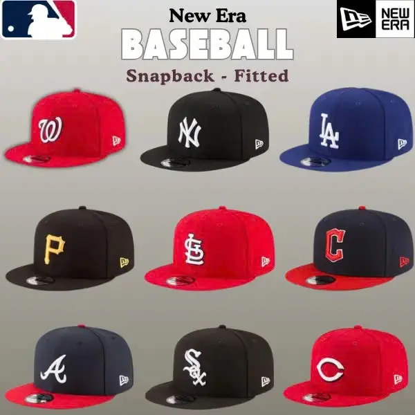 New Era MLB Snapback Hats - Collectible Sports Headwear for LA Dodgers, New York Yankees, Chicago White Sox Fitted Cool Hats