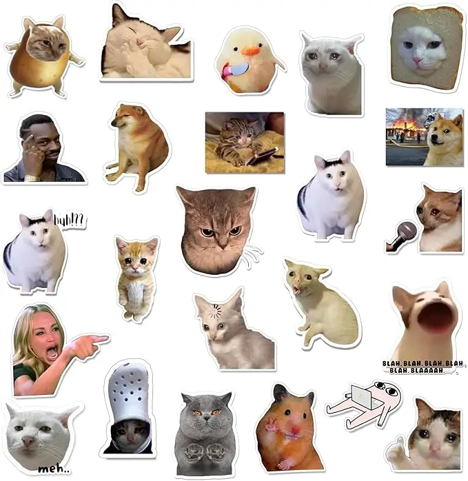 24Pcs Funny Magnets for Fridge Cat Meme Magnets Cool Magnet Set Crying Cat Dog Hamster Duck Magnets for Gaming Kitchen Home Decor Refrigerator Car Office Cabinet Dishwasher and Whiteboard Accessories