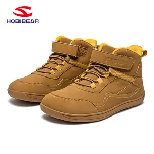 HOBIBEAR Kids Wide-Toe Leather Ankle Boots for Spring/Autumn, Versatile Casual Shoes for Everyday Wear