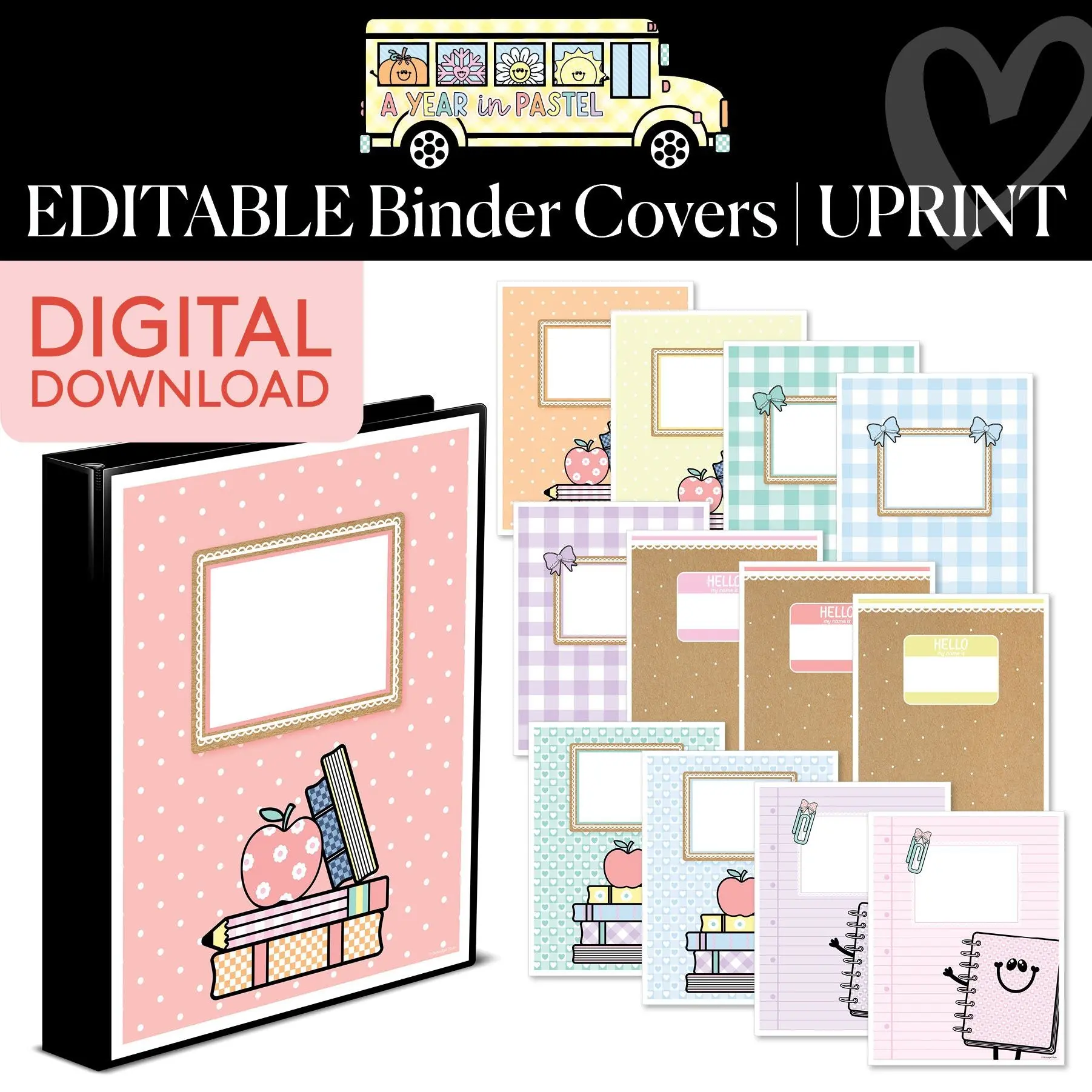 Printable Editable Binder Covers | A Year In Pastel