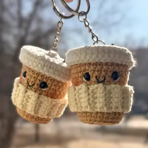 Yarn Bear - Coffee Cup Keychain: Handmade Coffee Lover Gift
