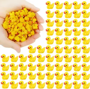 100 Pcs Mini Resin Ducks Bulk Tiny Ducks Set for Potted Miniature Decoration Garden Dollhouse Cake Decoration DIY Slime Kit Craft Charms Party Toys