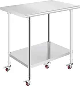 OSTBA Stainless Steel Table for Prep & Work 24x48 Inches with Casters Wheels, NSF Metal Commercial Heavy Duty Table with Adjustable Undershelf for Restaurant Kitchen Home and Hotel
