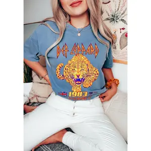 Vintage 80's Rock Band Tee Shirt Leppard s TShirt Rock and Roll Leopard Retro Music Festival Shirt Oversized Trendy Gift Shirt 180624VACL-15